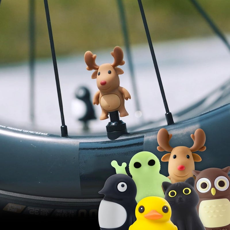 BONE COLLECTION Bone Character Tire Valve Stem Cap (6 Packs), Cute Cartoon Design Tire Valve Stem Cover for Bikes & Scooters, Waterproof & Corrosion-Resistant Silicone Tire Cap Cover for Cars (6 Unique Characters) - Image 1
